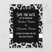 Zwart-wit dierenprint bewaar de datum aankondigingskaart (Voorkant)