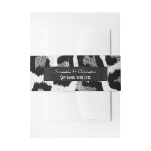Zwart-wit dierenprint gepersonaliseerde bruiloft uitnodigingen wikkel