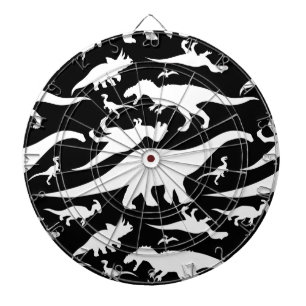 Zwart-wit dinosauruspatroon dartbord