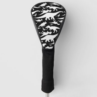 Zwart-wit dinosauruspatroon golfheadcover