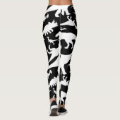 Zwart-wit dinosauruspatroon leggings (Achterkant)