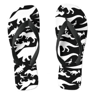 Zwart-wit dinosauruspatroon teenslippers