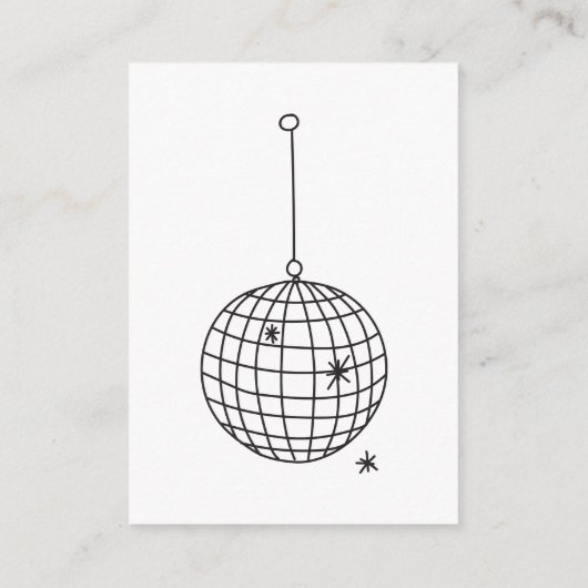 Zwart-wit disco bal bruiloft details QR-code Informatiekaartje (Achterkant)