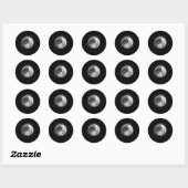 Zwart-wit discobal club ronde sticker (Vel)
