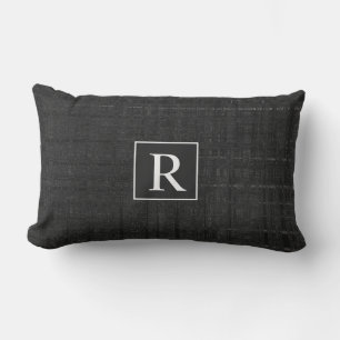 Zwart Wit Distressed Rustic  Monogram Buitenkussen