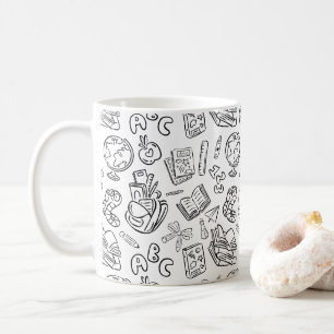 Zwart & Wit Docenten Waardering School Doodle Koffiemok