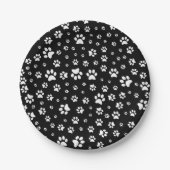 Zwart-wit Dog Paw Print Papier Bord (Voorkant)