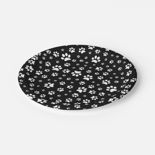 Zwart-wit Dog Paw Print Papier Bord (Gekanteld)