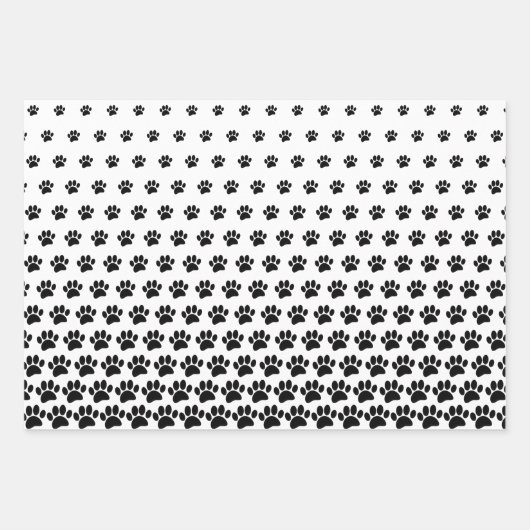 Zwart-wit Dog Paw Print Patroon Aangepast Inpakpapier Vel (Voorkant 2)