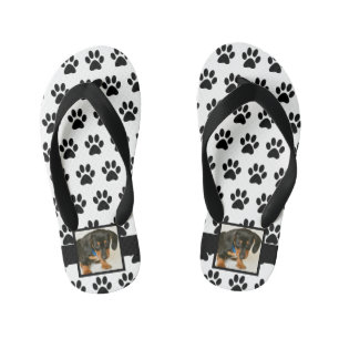 Zwart wit dog Pet Lover foto Collage Pawprint Kinder Teenslippers