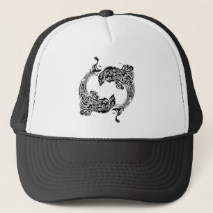 Zwart & Wit Dolfijnen-Tattoo Stijl Trucker Pet