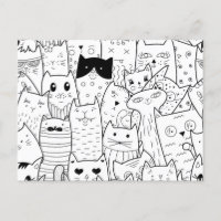 Zwart-wit doodle grappige katten