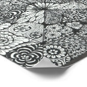 Zwart-wit doodle print 8x8in. (Hoek)
