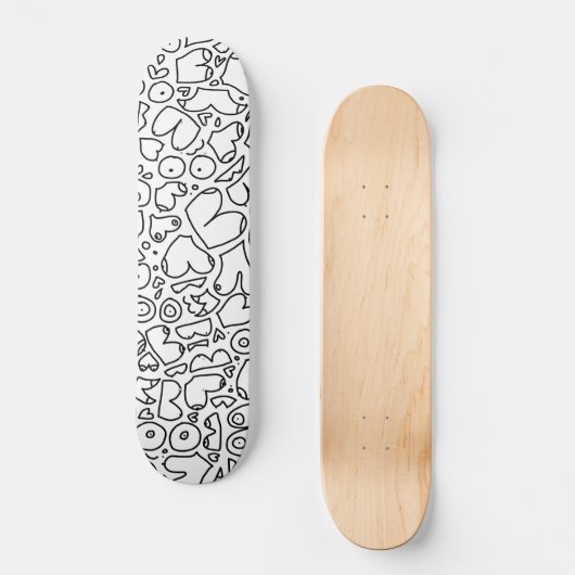 zwart-wit doodle skateboard (Voorkant)