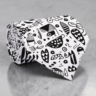 Zwart-wit Doodlels Aanpasbare Das