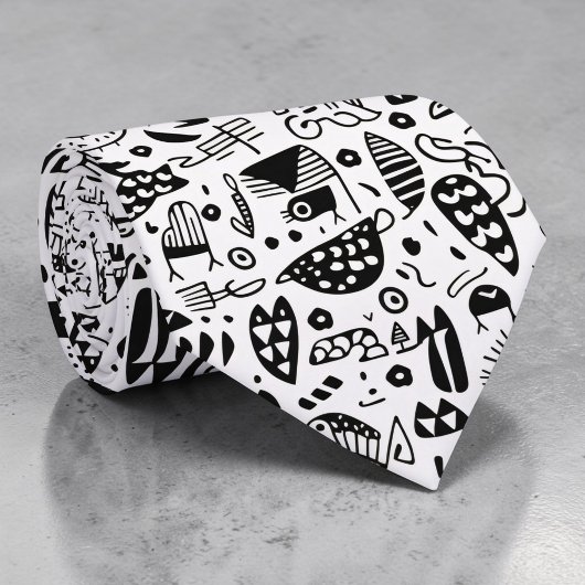 Zwart-wit Doodlels Aanpasbare Das