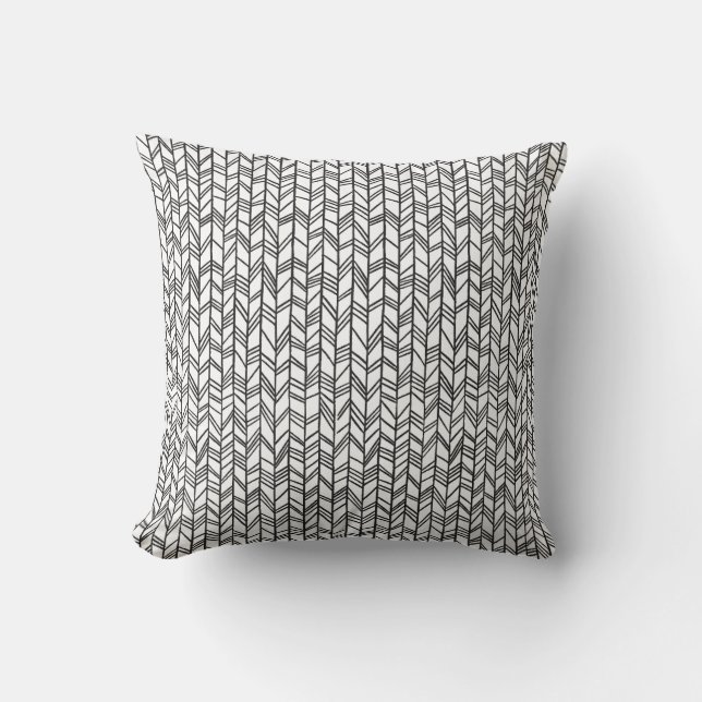 Zwart-wit Doodles Kussen (Voorkant)