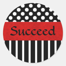 Zwart-wit Dot & Streep Ronde Stickers