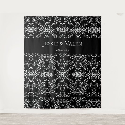 Zwart & Wit Draai Gotisch Huwelijk Wandkleed (Voorkant)
