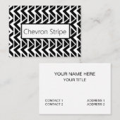 Zwart-wit driehoek Chevron Stripe Visitekaartje (Voorkant / Achterkant)