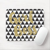 Zwart & Wit Driehoeken MEISJE BAAS Faux Gold Kanto Muismat (Met muis)