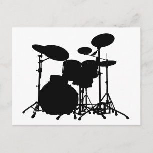 Zwart-wit drum kit Silhouette - voor drummers Briefkaart