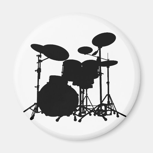 Zwart-wit drum Kit Silhouette - voor drummers Magneet (Voorkant)