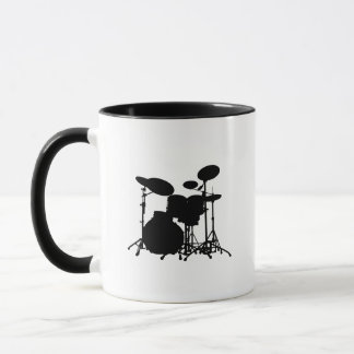 Zwart-wit drum kit Silhouette - voor drummers Mok