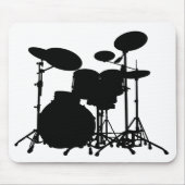 Zwart-wit drum kit Silhouette - voor drummers Muismat (Voorkant)