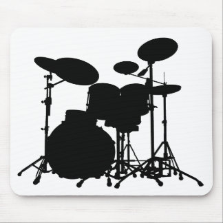 Zwart-wit drum kit Silhouette - voor drummers Muismat