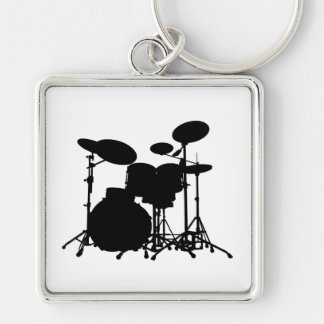Zwart-wit drum kit Silhouette - voor drummers Sleutelhanger