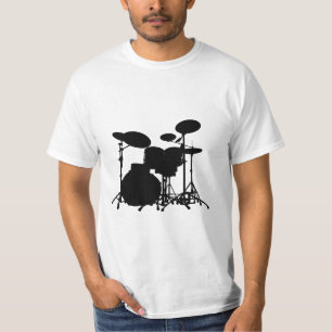Zwart-wit drum kit Silhouette - voor drummers T-shirt