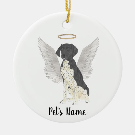 Zwart & Wit Duitse Staande Hond Sympathie Keramisch Ornament (Voorkant)