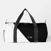 Zwart-wit duo effen kleur initialen naam plunjezak (Achterkant)