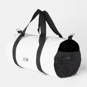 Zwart-wit duo effen kleur initials naam plunjezak