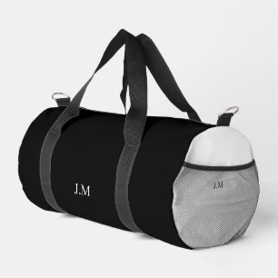 Zwart-wit duo effen kleur initials naam plunjezak
