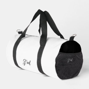 Zwart-wit duo effen kleur initials naam plunjezak