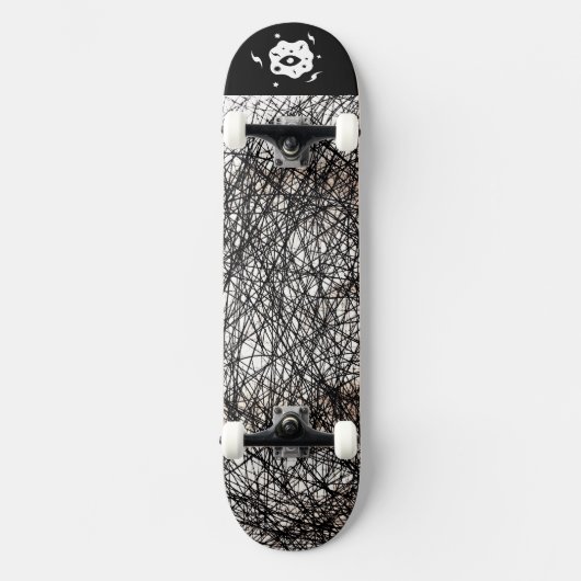 Zwart Wit Edgy Lines Skateboard (Voorkant)