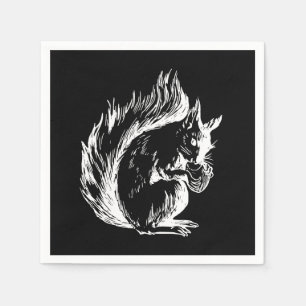 Zwart-wit eekhoorn ontwerp kunst servet