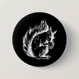 Zwart-wit eekhoornkunst ronde button 5,7 cm