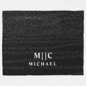 Zwart-wit eenvoudig abstract monogram fleece deken (Voorkant (Horizontaal))