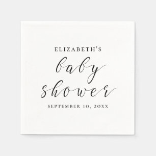 Zwart-wit eenvoudig baby shower voor kalligrafie servet