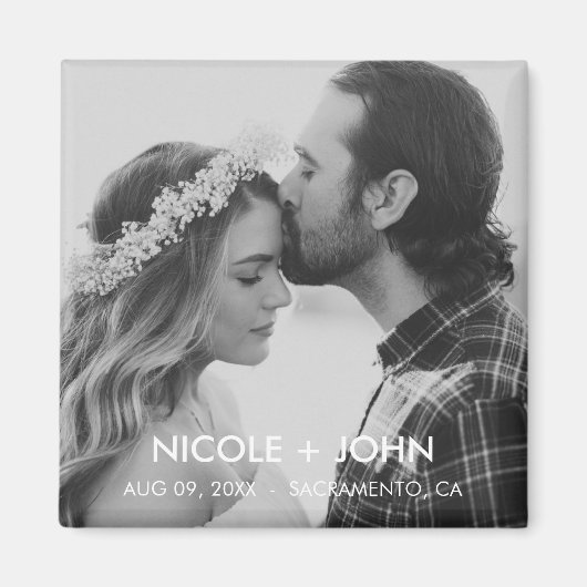 Zwart-wit Eenvoudig De datummagneet opslaan Magneet (Voorkant)