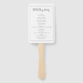 Zwart-wit Eenvoudig Elegant Huwelijksprogramma Handwaaier (Achterkant)