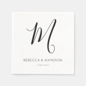 Zwart-wit Eenvoudig Elegant | Monogram bruiloft Servet (Voorkant)