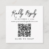 Zwart Wit Eenvoudig Elegant QR Code Antwoord Informatiekaartje (Voorkant)