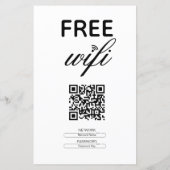Zwart Wit Eenvoudig Gratis Wi-Fi QR Code Place (Achterkant)