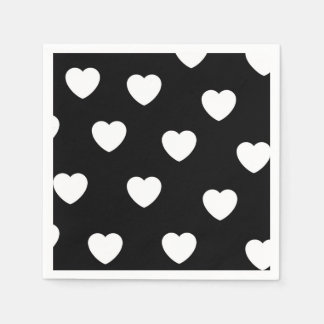 Zwart-wit, eenvoudig hartverwarmingspatroon servet