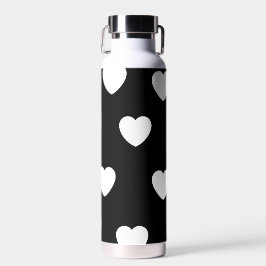 Zwart-wit, eenvoudig hartverwarmingspatroon waterfles