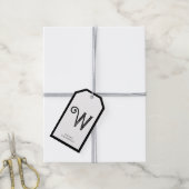 Zwart wit, eenvoudig minimalistisch monogram met d cadeaulabel (Met Touw)